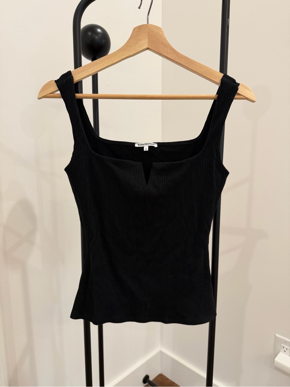 Reformation Black Ribbed Square V-Notch Tank